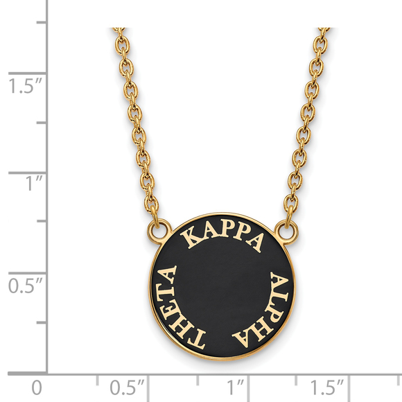 Sterling Gold-plate Kappa Alpha Theta Text Large  Enamel Pendant 18" Necklace - Picture 2 of 2